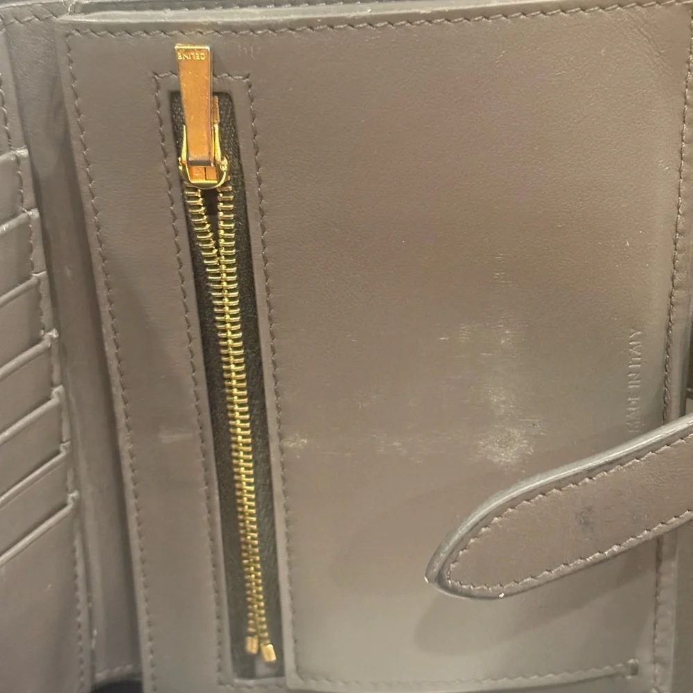Celine Paris Bi-Fold Wallet – Gray Textured Leather - Picture 6 of 9